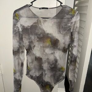 Abstract Long Sleeve Bodysuit